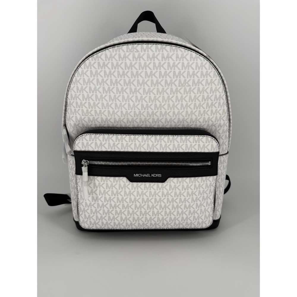 NWT Michael Kors Malone Bright White Logo Print Backpack Adjustable Strap $268